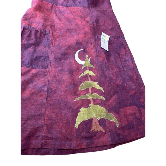 Handmade Hemp Organic Cotton Dress Knee LengthEmbroidered Boho Lagenlook Woodsy - Picture 4 of 16